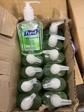 PURELL Hand Sanitizer Soothing Gel, 8 Oz Bottle With Pump (12 PACK)